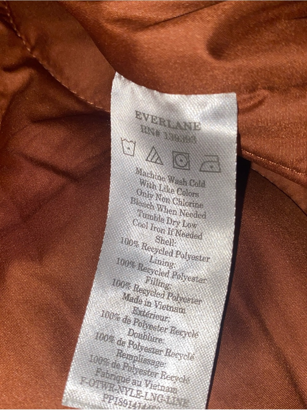 Everlane ReNew Long Liner Quilted Jacket Women’s Medium MIDI Rust Brown Tawny - Picture 10 of 16